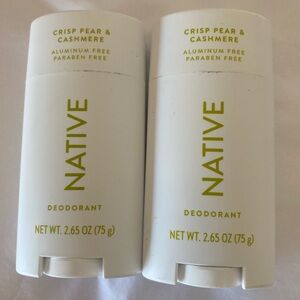 2 Lot NEW Native Deodorant Crisp Pear & Cashmere